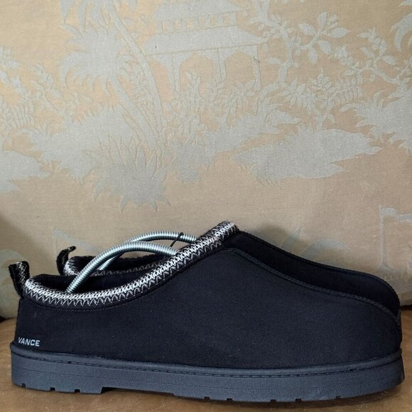 Vance XL Wheeler Black Suede Slip-On House Slippers Non-Slip Rubber Sole Stitch - Picture 3 of 10